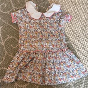 Charming Floral Kids Dress with White Collar